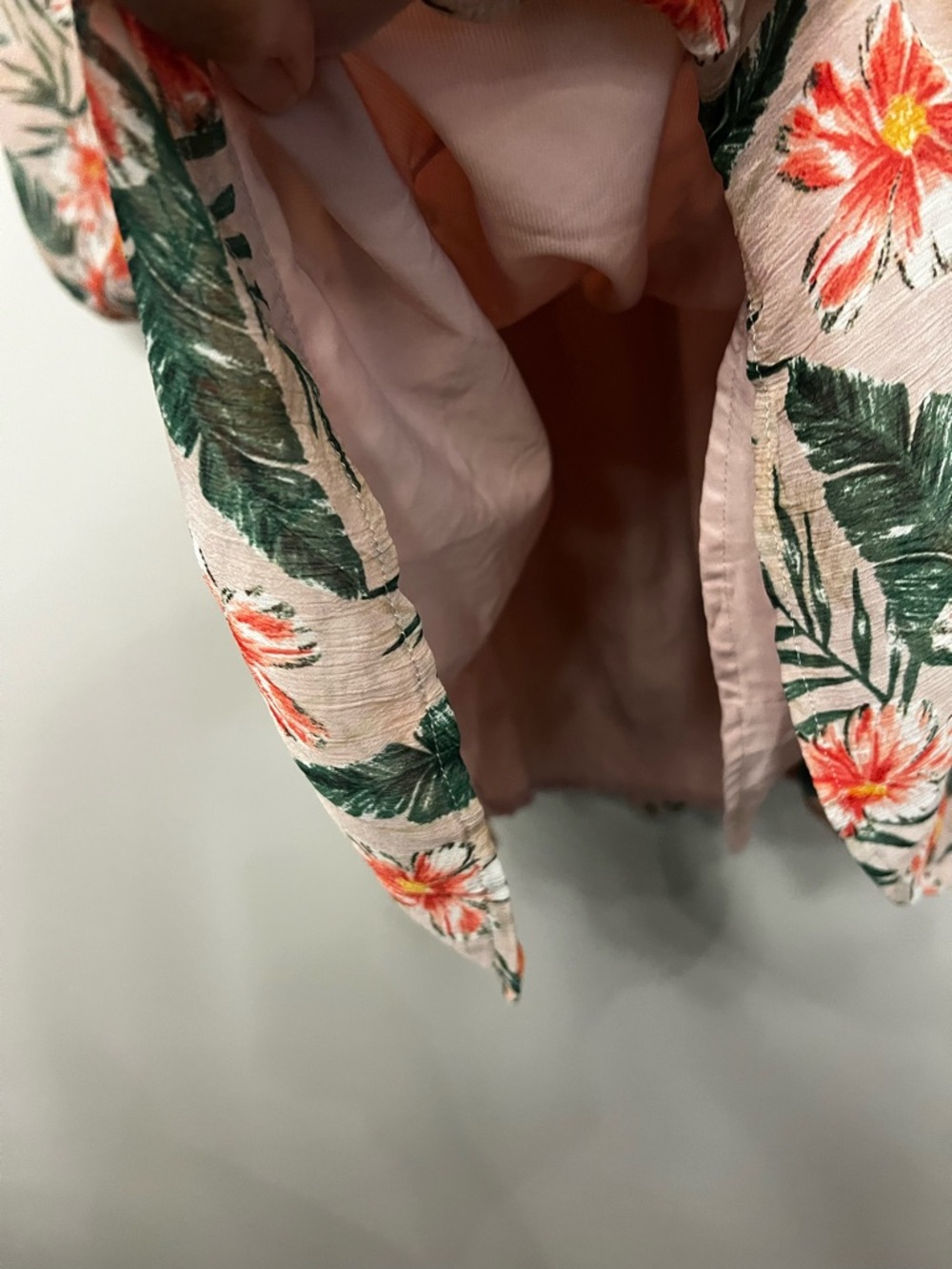 Express Blush Floral Square-Neck Dress Green Leaf Print Off The Shoulder Sz Med - Picture 7 of 8